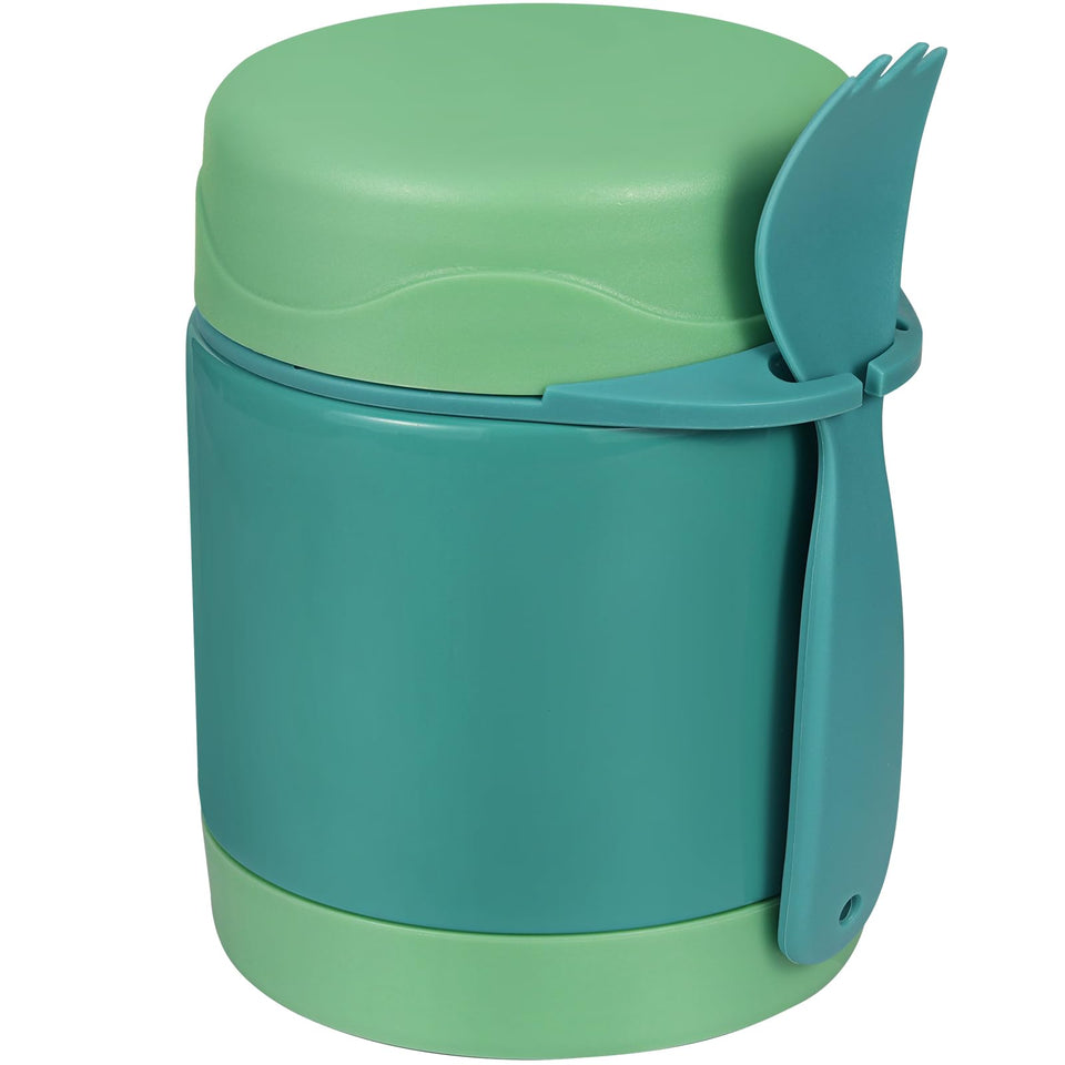 Pawtong 10oz soup thermo green front view, keeps meals warm for kids