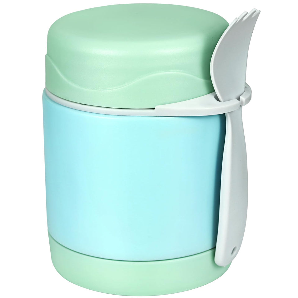 Pawtong 10oz Soup Thermo in mint with open top keeps kids' meals warm.