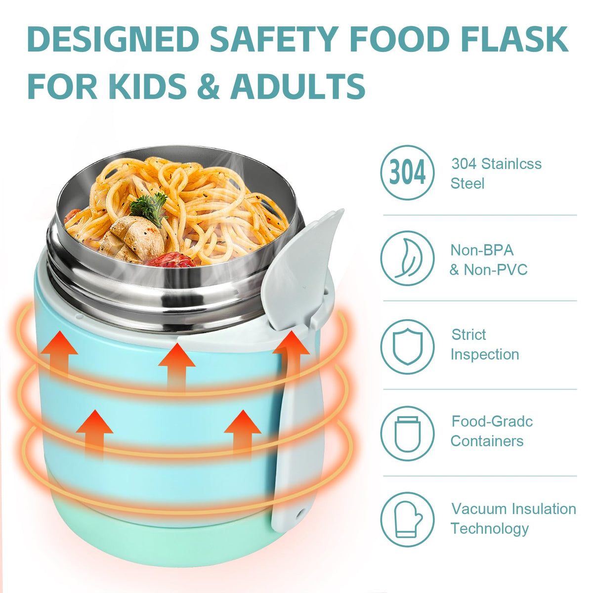 Pawtong 10oz Thermo with spoon inside, perfect for on-the-go school lunches.