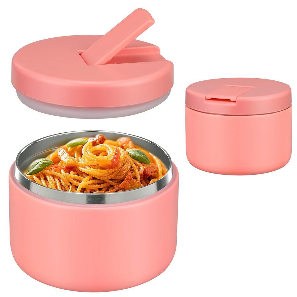 Pawtong 12oz insulated food jar with buckle lid for kids' lunches, easy opening