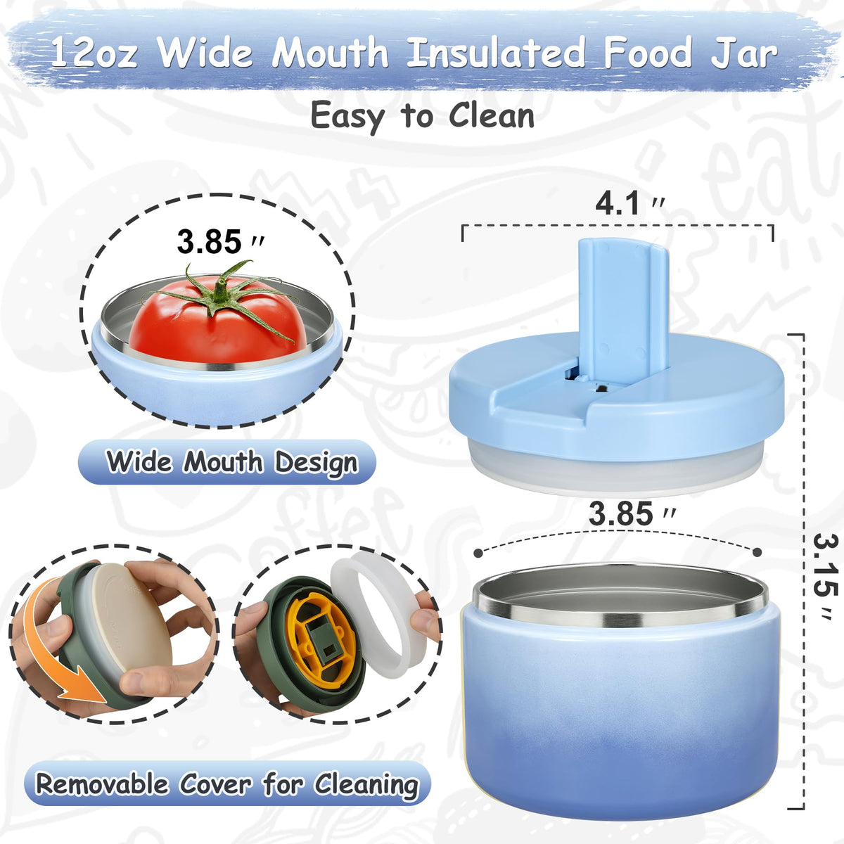Pawtong 12oz insulated jar keeps snacks cold for hours on the go.