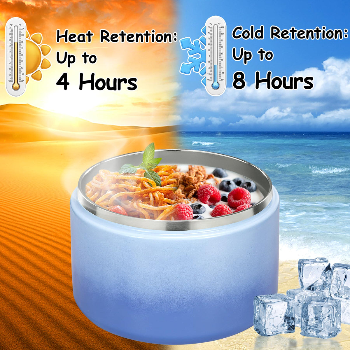 Pawtong 12oz insulated jar keeps meals warm for hours during commutes.