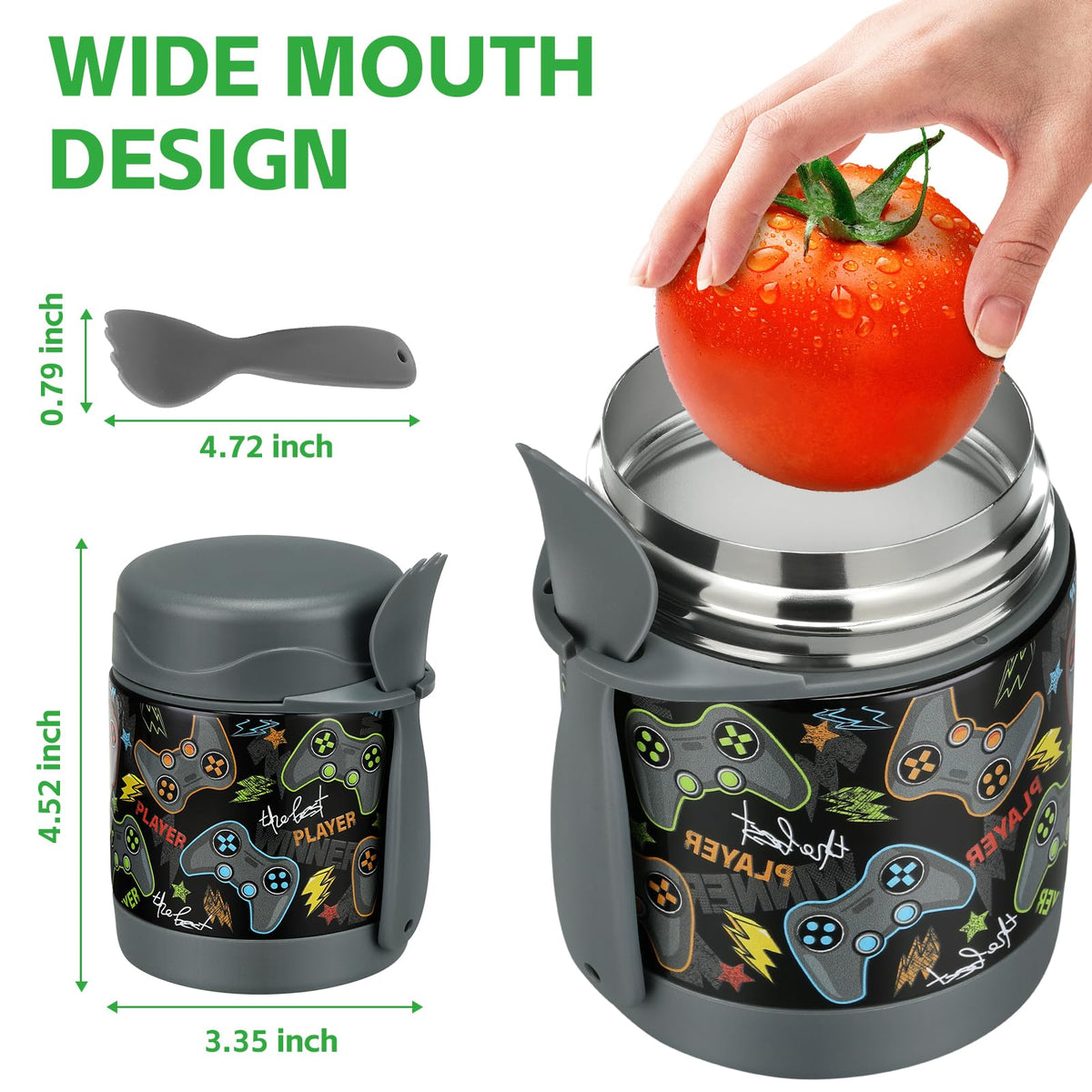 Pawtong kid hot and cold food jar keeps meals warm or cool.