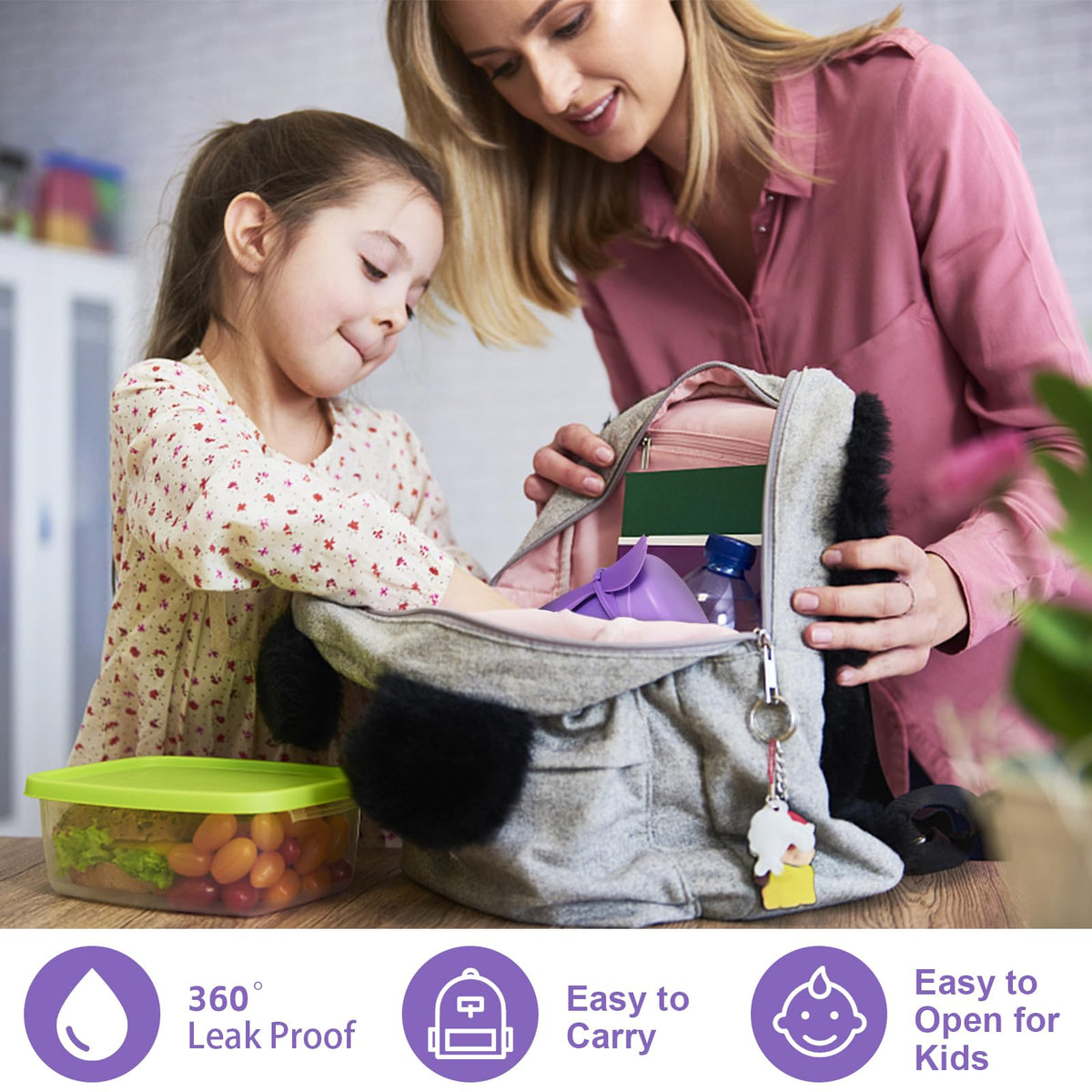 Pawtong compact lunch box fits in backpacks for kids.