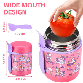 Pawtong kids lunch jar with wide mouth for easy filling