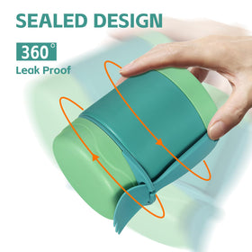 Pawtong leakproof green jar, prevents spills in bags during commutes