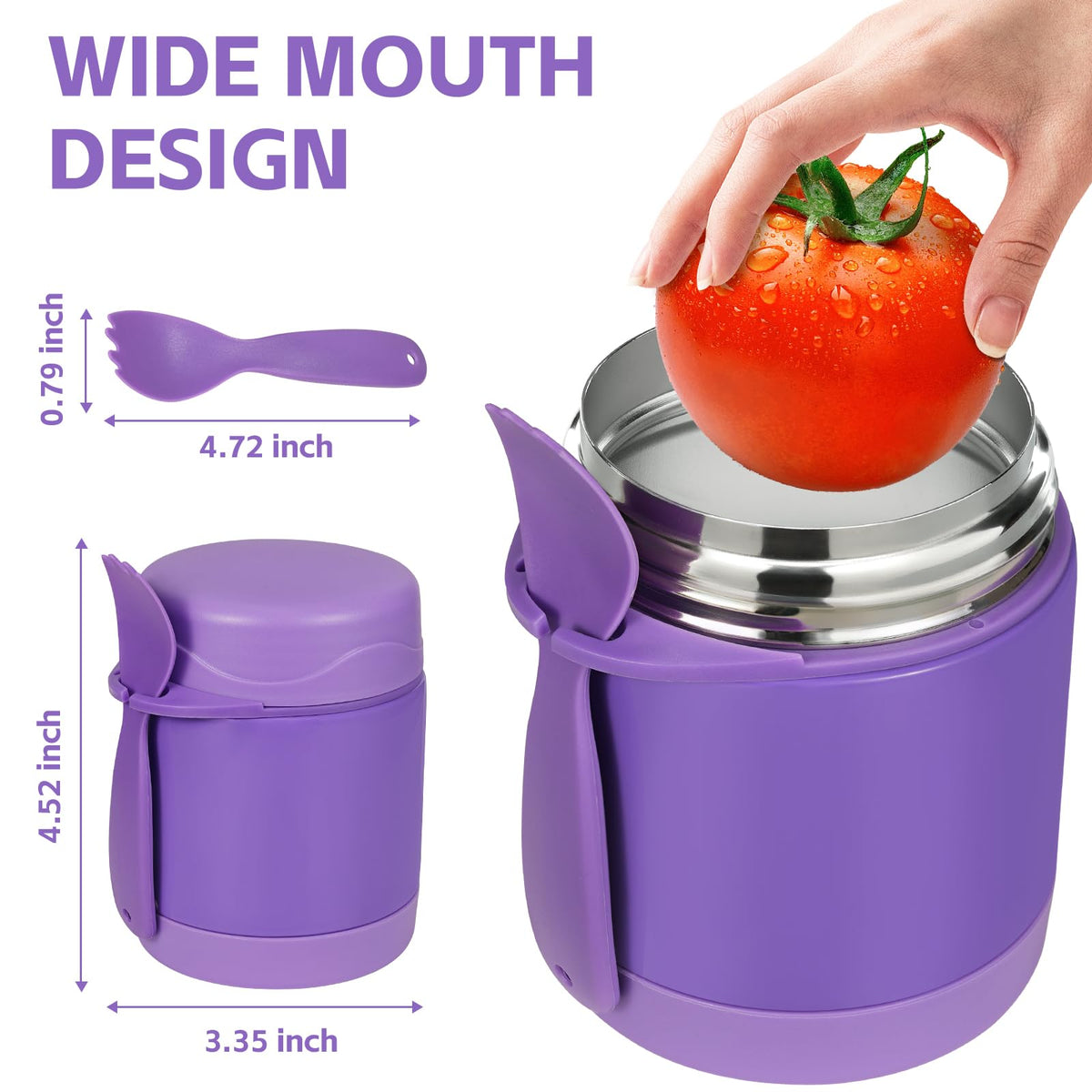Pawtong leakproof lid with spoon prevents spills at school.
