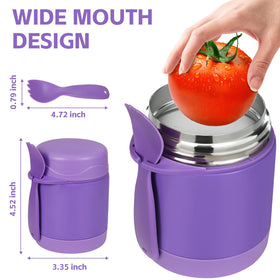 Pawtong leakproof lid with spoon prevents spills at school.