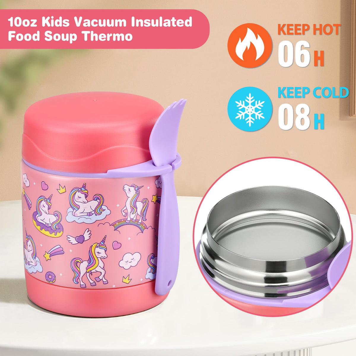 Pawtong 18/8 stainless interior preserves temperature for hours