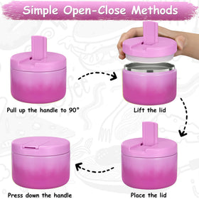 Pawtong wide mouth soup thermo shows easy filling and cleaning.