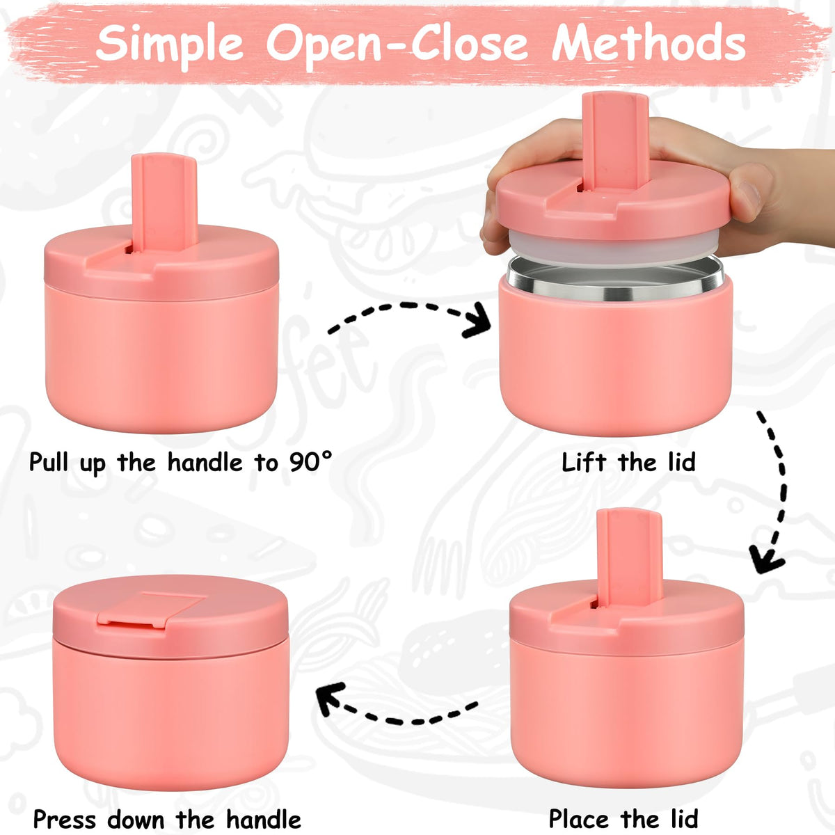 Pawtong wide-mouth thermo jar open lid view, simple filling and cleaning