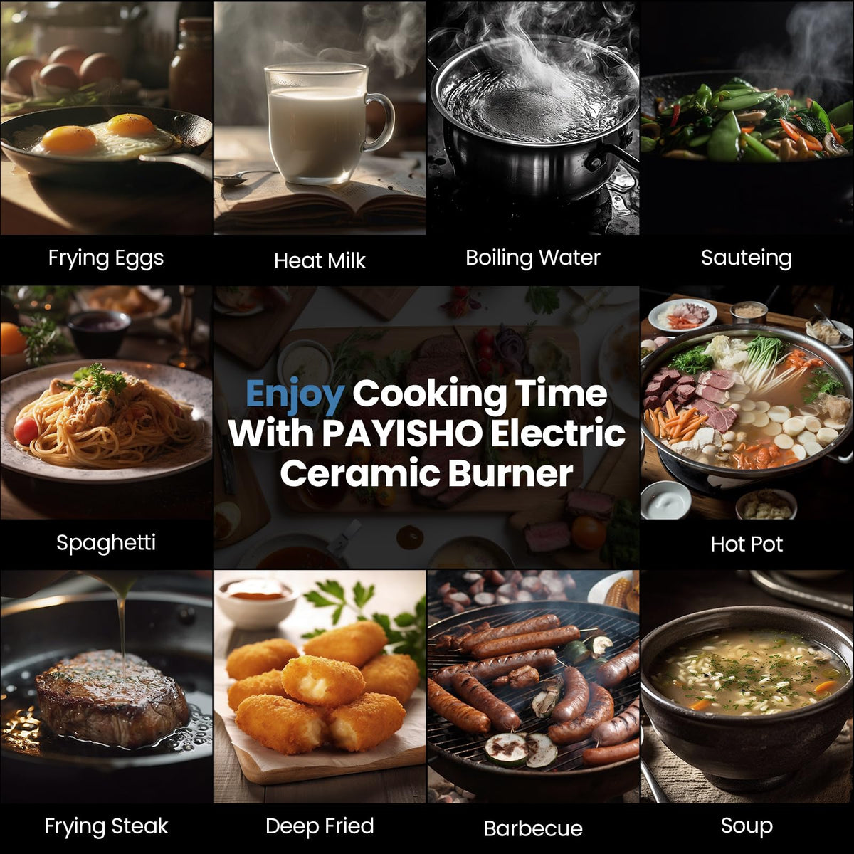 PAYISHO safety lock and timer feature ensures safe operation during busy meals.