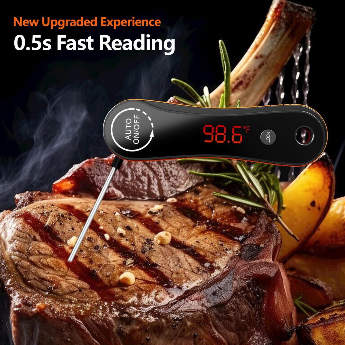 Paysean thermometer foldable probe pocket-friendly design for quick grilling checks.