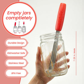 PB-JIFE jar scraper cleans sides, bottom, and rim for every bit.
