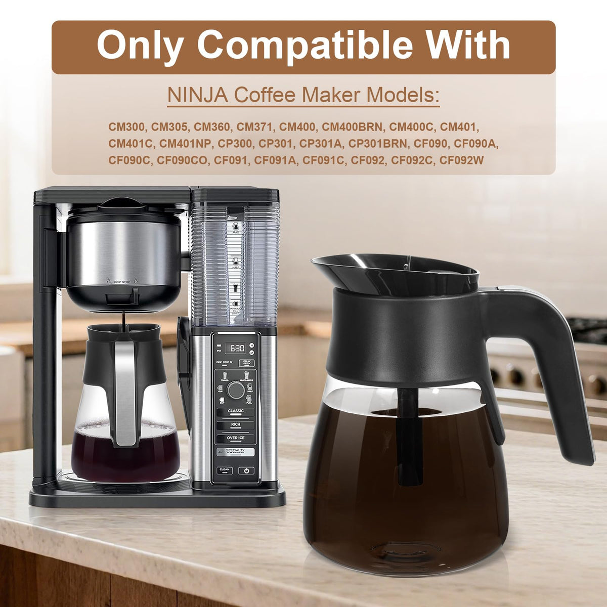 PCTTOIL Ninja brew-through lid carafe ensuring even extraction and ease of use.