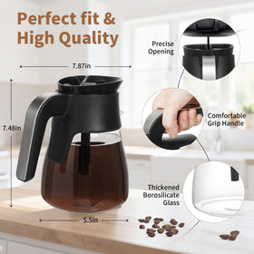 PCTTOIL Ninja 50oz glass carafe is dishwasher-safe for quick cleaning.