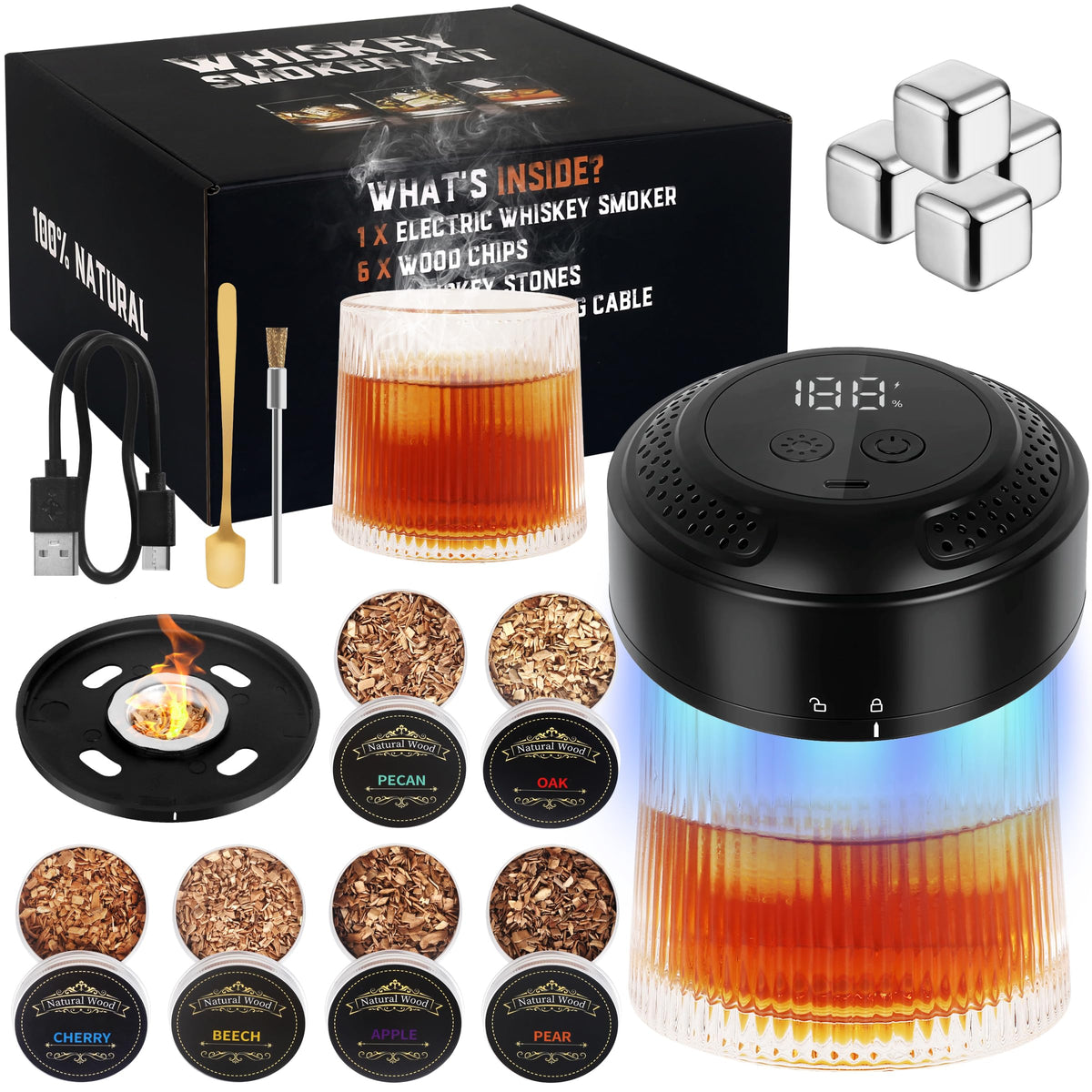 PDQROG electric smoker kit front view highlights flameless design for safe, easy use.