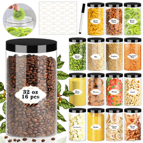 PeacePeo 32 oz clear jar with lid ideal for pantry storage and refills.