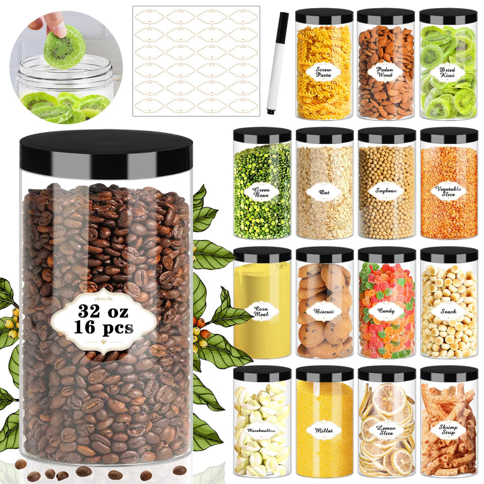 PeacePeo 32 oz clear jar with lid ideal for pantry storage and refills.