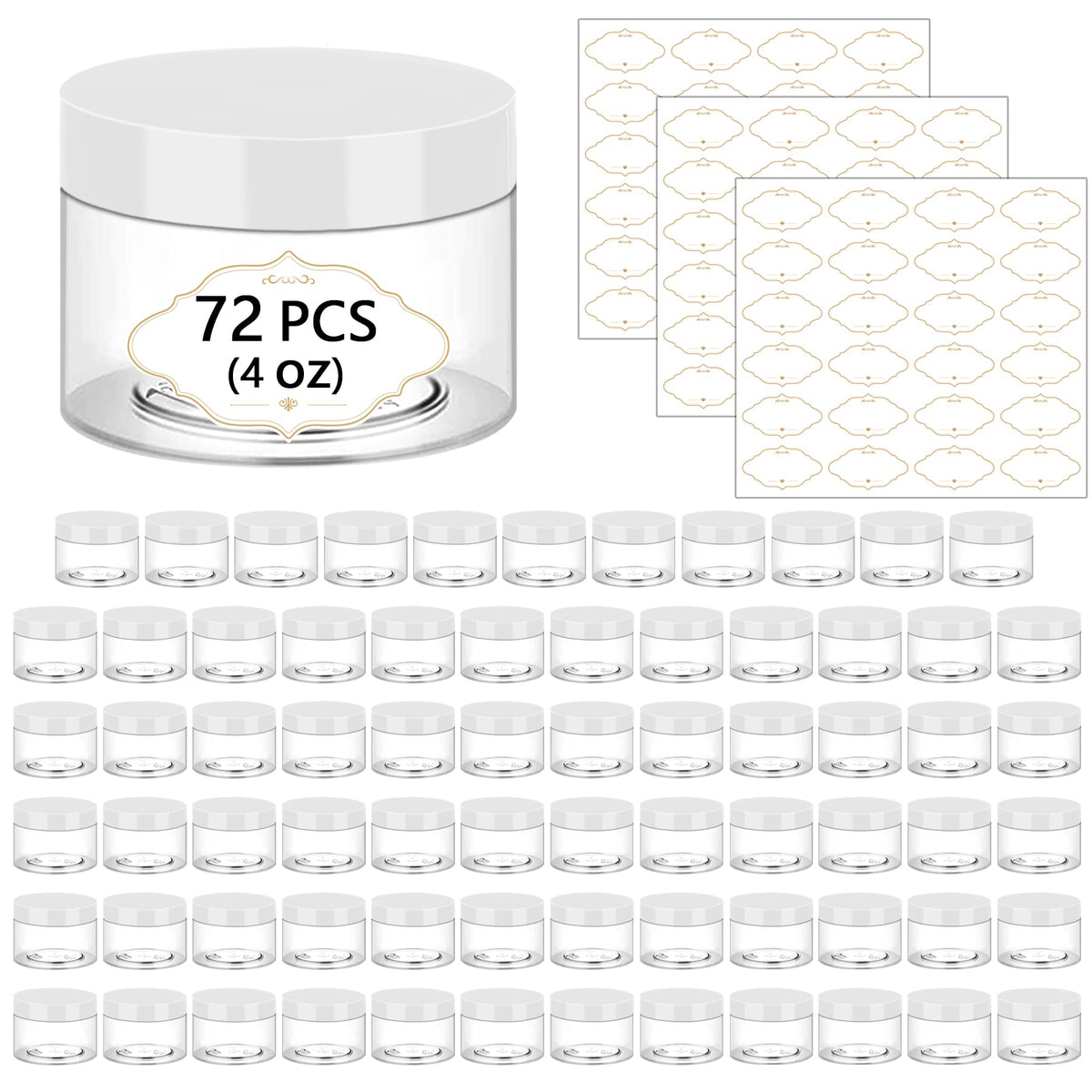 PeacePeo 4 oz plastic jar with clear body and lid for easy content visibility.