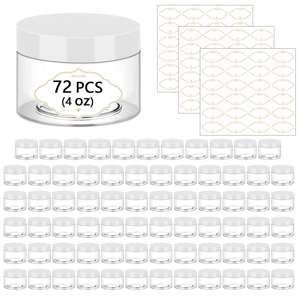 PeacePeo 4 oz plastic jar with clear body and lid for easy content visibility.