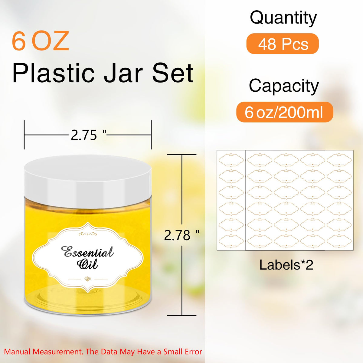 PeacePeo 6 oz plastic jar with white lid for travel and organization.