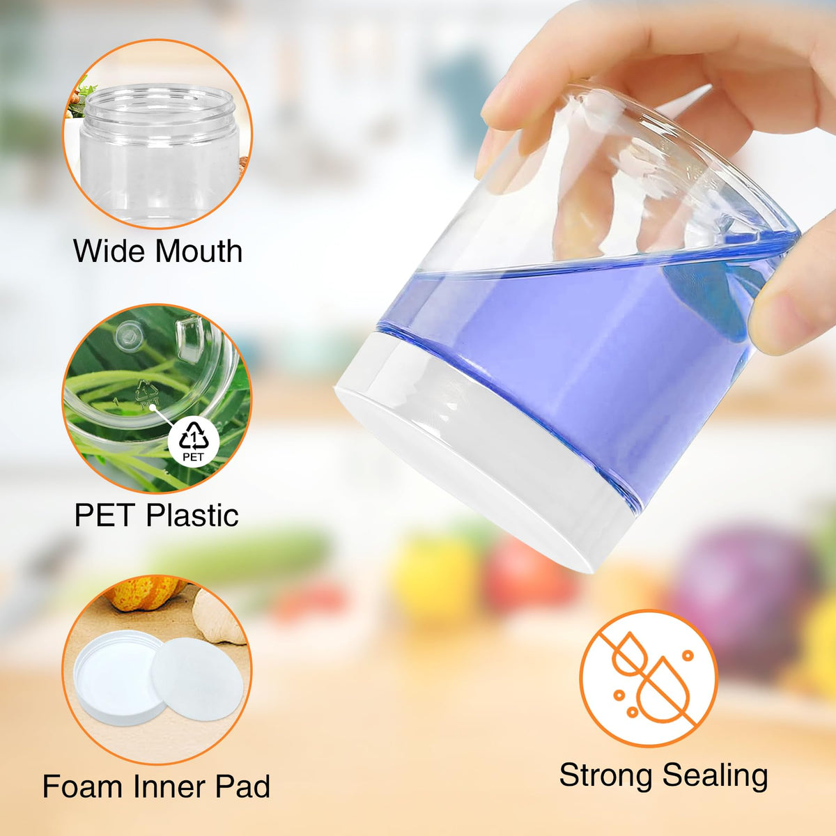 PeacePeo clear slime container 8oz for organized crafting and airtight storage.