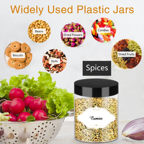 PeacePeo clear stackable jars organized in a cabinet.