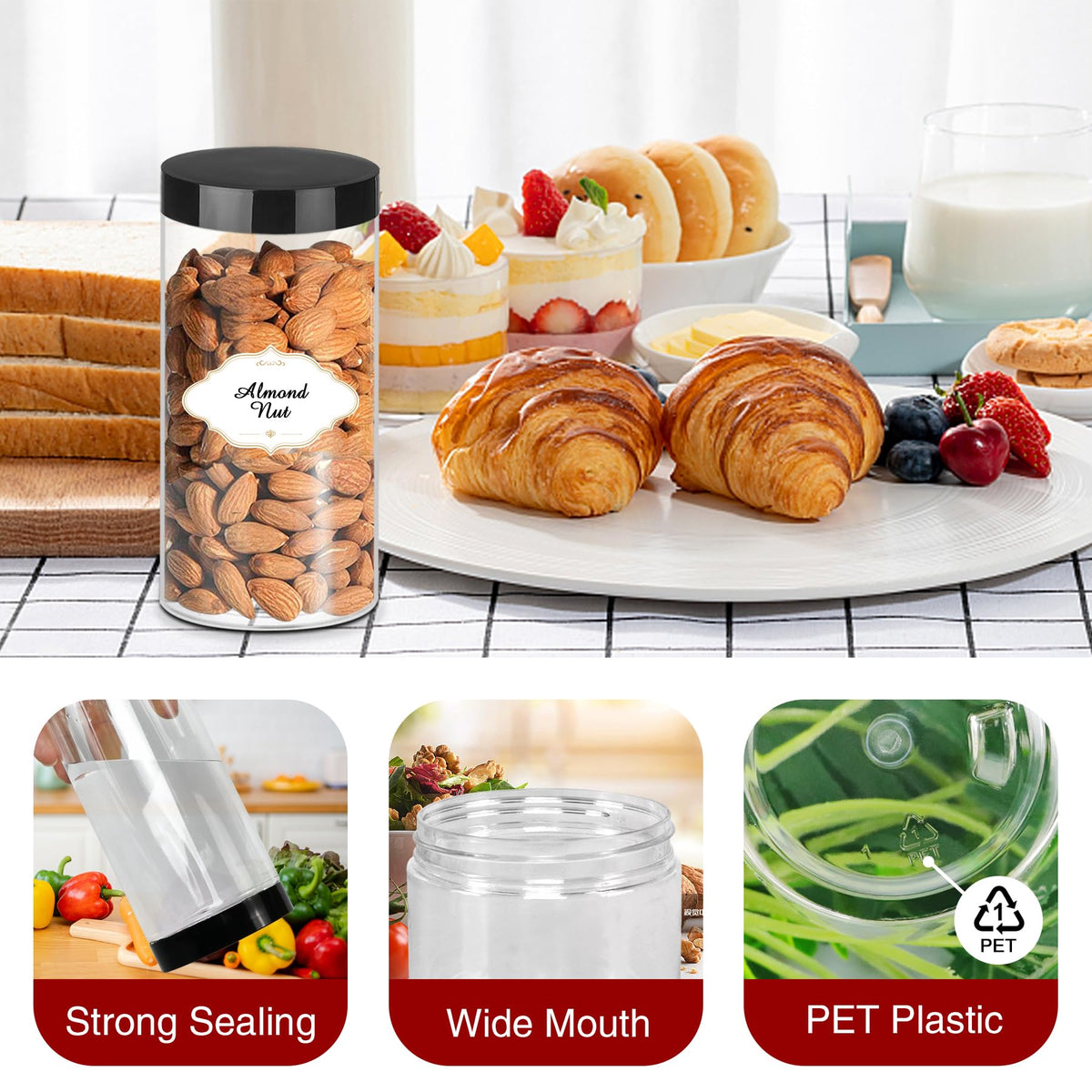 PeacePeo clear storage jar keeps contents visible and leak-free.
