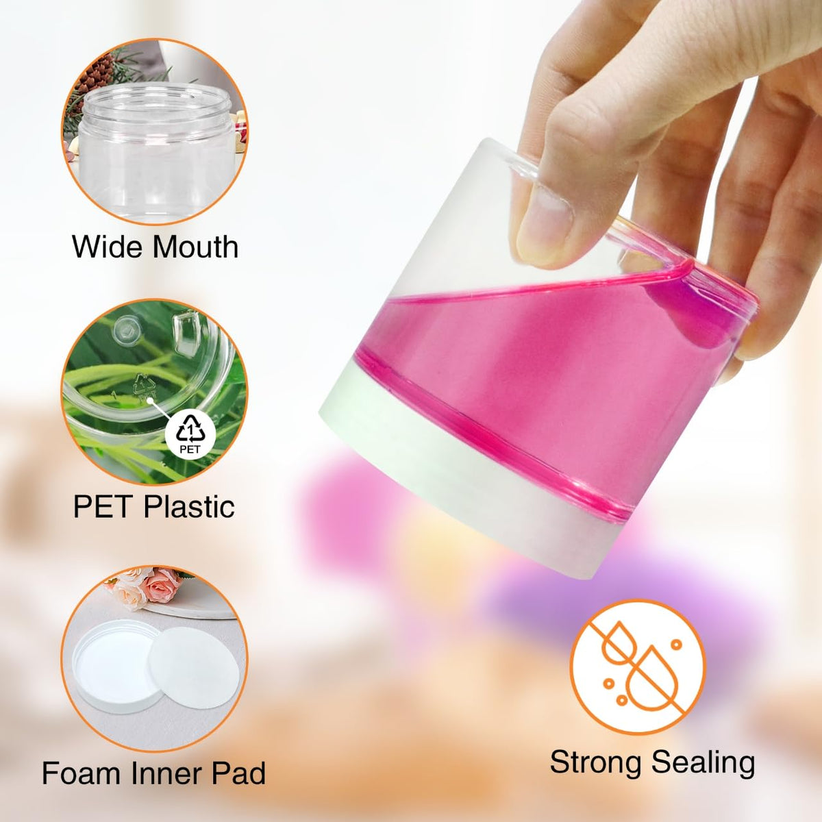 PeacePeo leak-proof slime jar with foam liner to prevent spills.