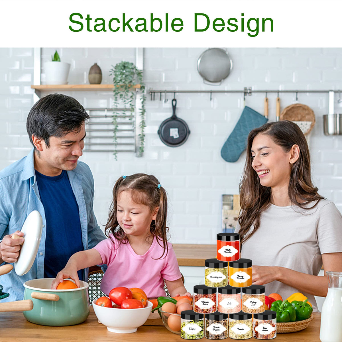 PeacePeo stackable jars help keep shelves neat and clutter-free.