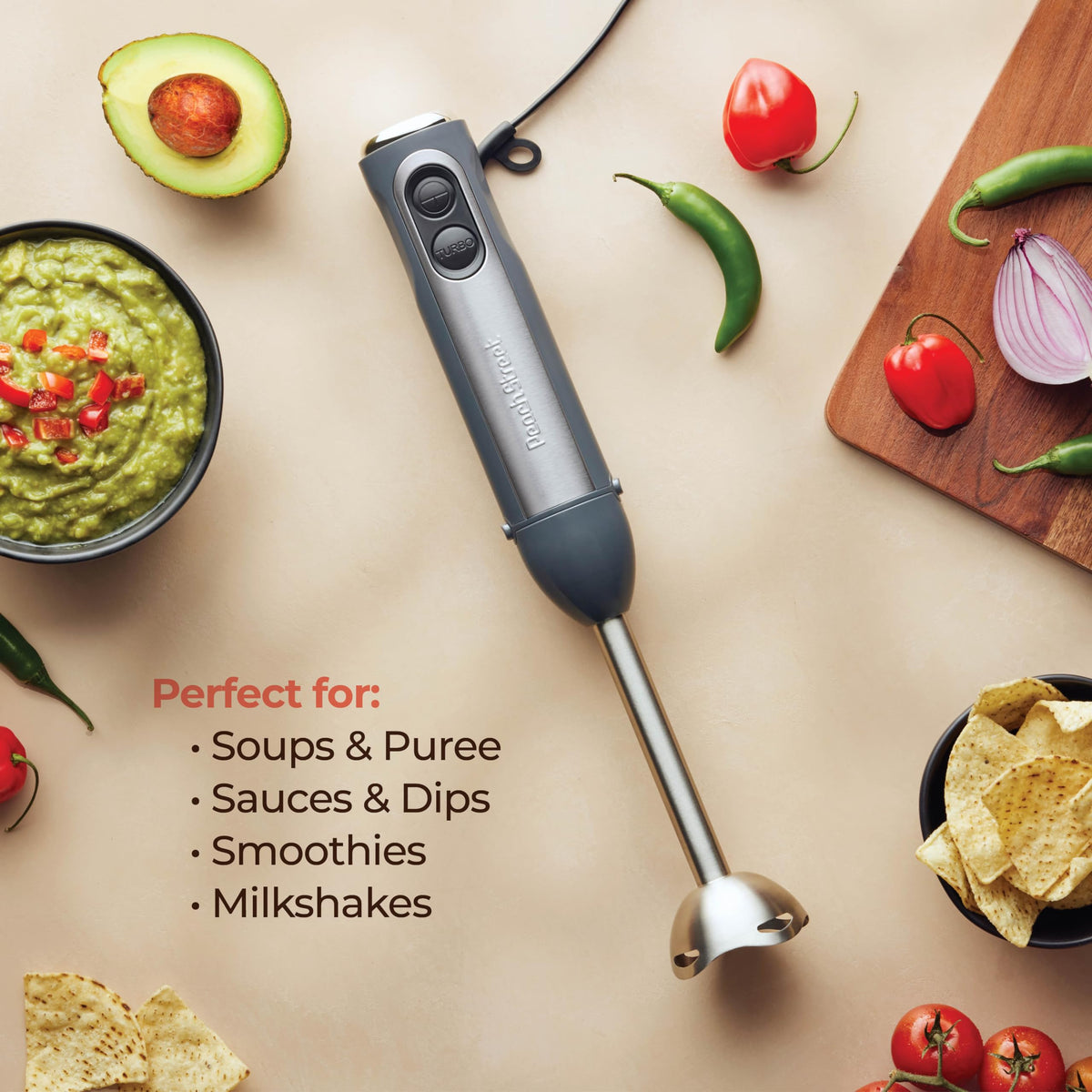 Peach Street Detachable base handheld blender for easy cleaning