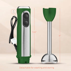 Peach Street green immersion blender on kitchen counter