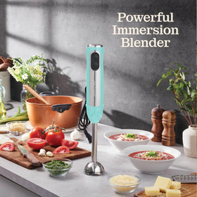 Peach Street Immersion Blender Turbo mode speeds through frozen fruit.