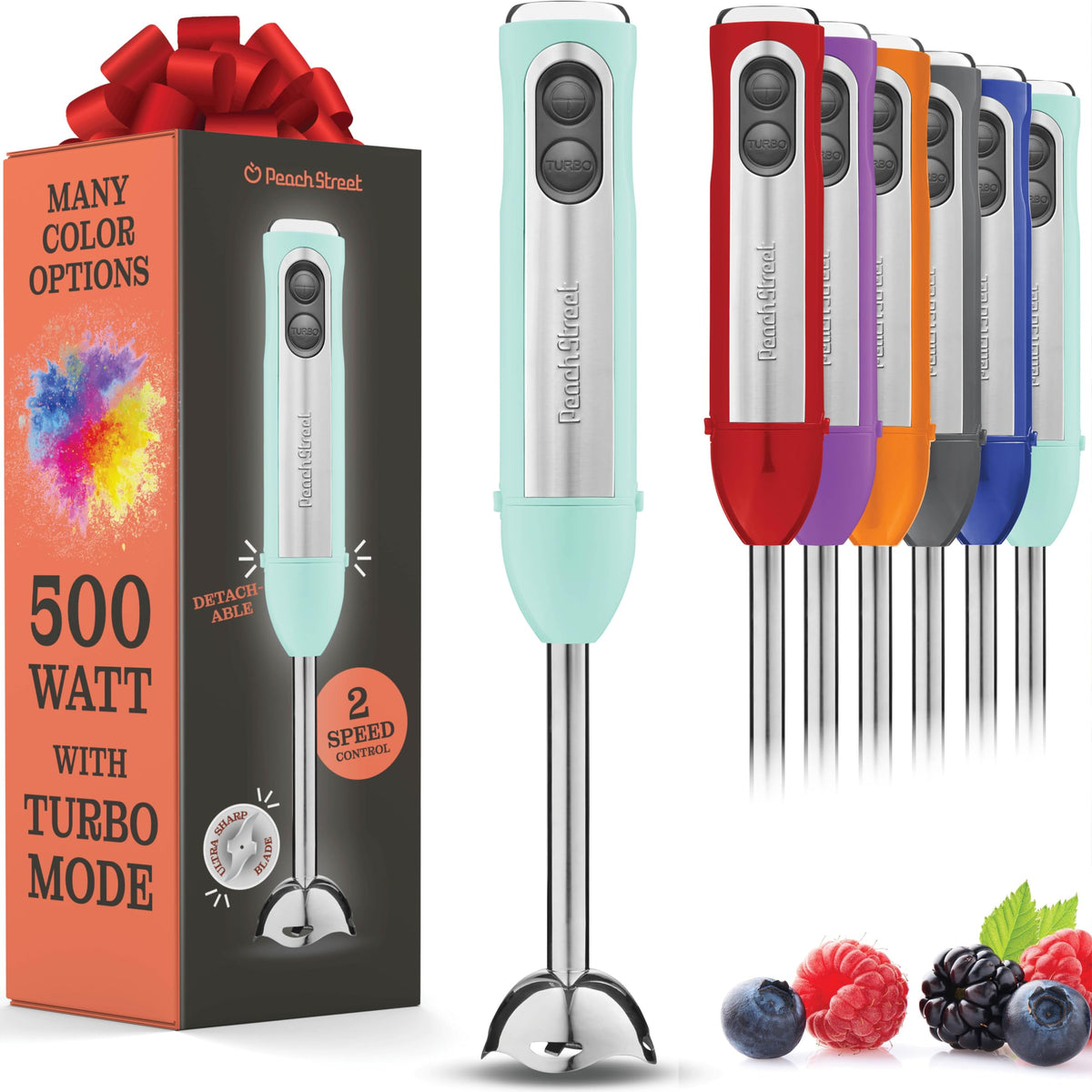 Peach Street Powerful Immersion Blender 500W in action for silky smoothies.