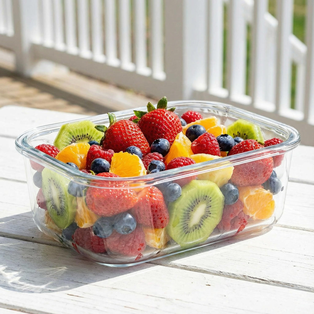 Peaktent 63oz glass container stackable design saves fridge space and keeps contents visible.