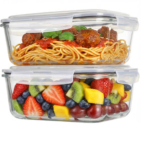 Peaktent 63oz glass container with wide mouth for easy scooping and storage.