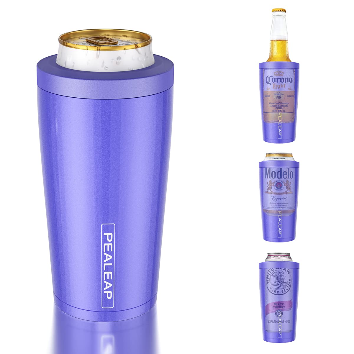 PEALEAP 4-in-1 insulated cooler for 12oz cans keeps drinks cold.