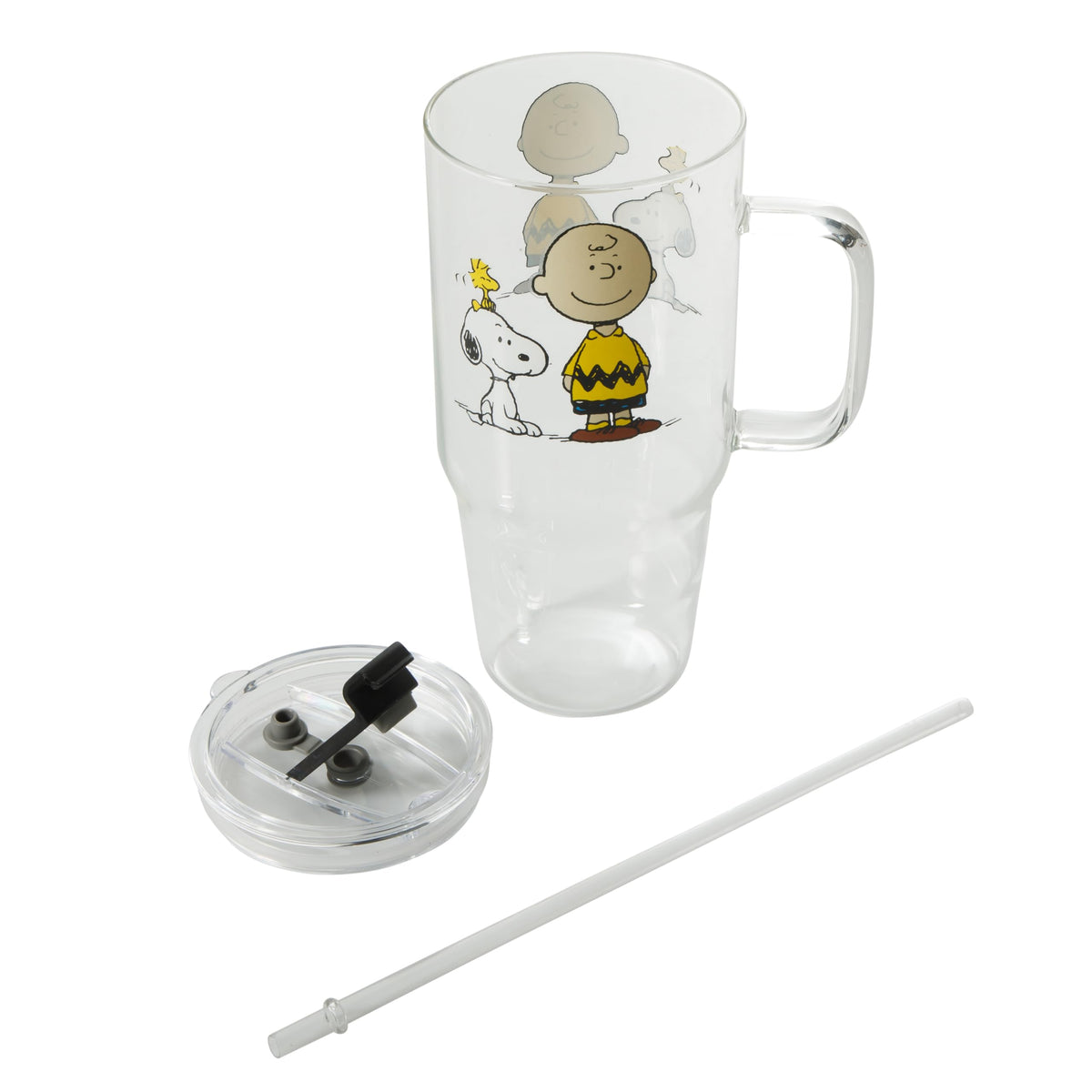 Peanuts reusable BPA-free straw for easy cleaning.