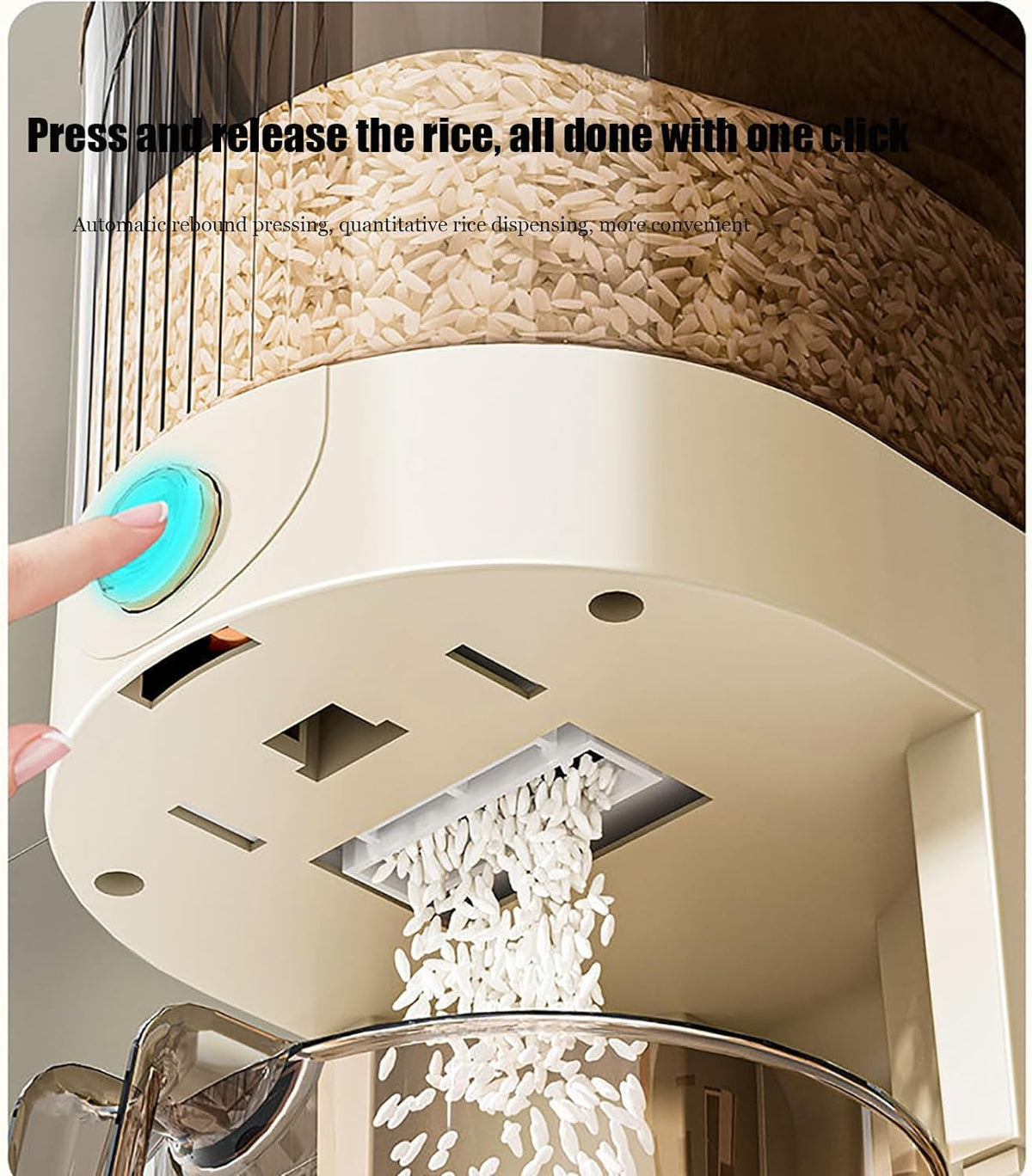 Peaoop rice dispenser measuring cup aids precise portioning for meals.