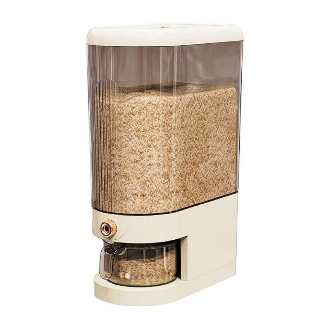 Peaoop rice dispenser sealed top helps keep grains fresh longer.