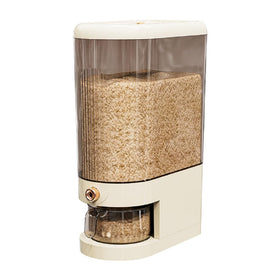 Peaoop rice dispenser sealed top helps keep grains fresh longer.