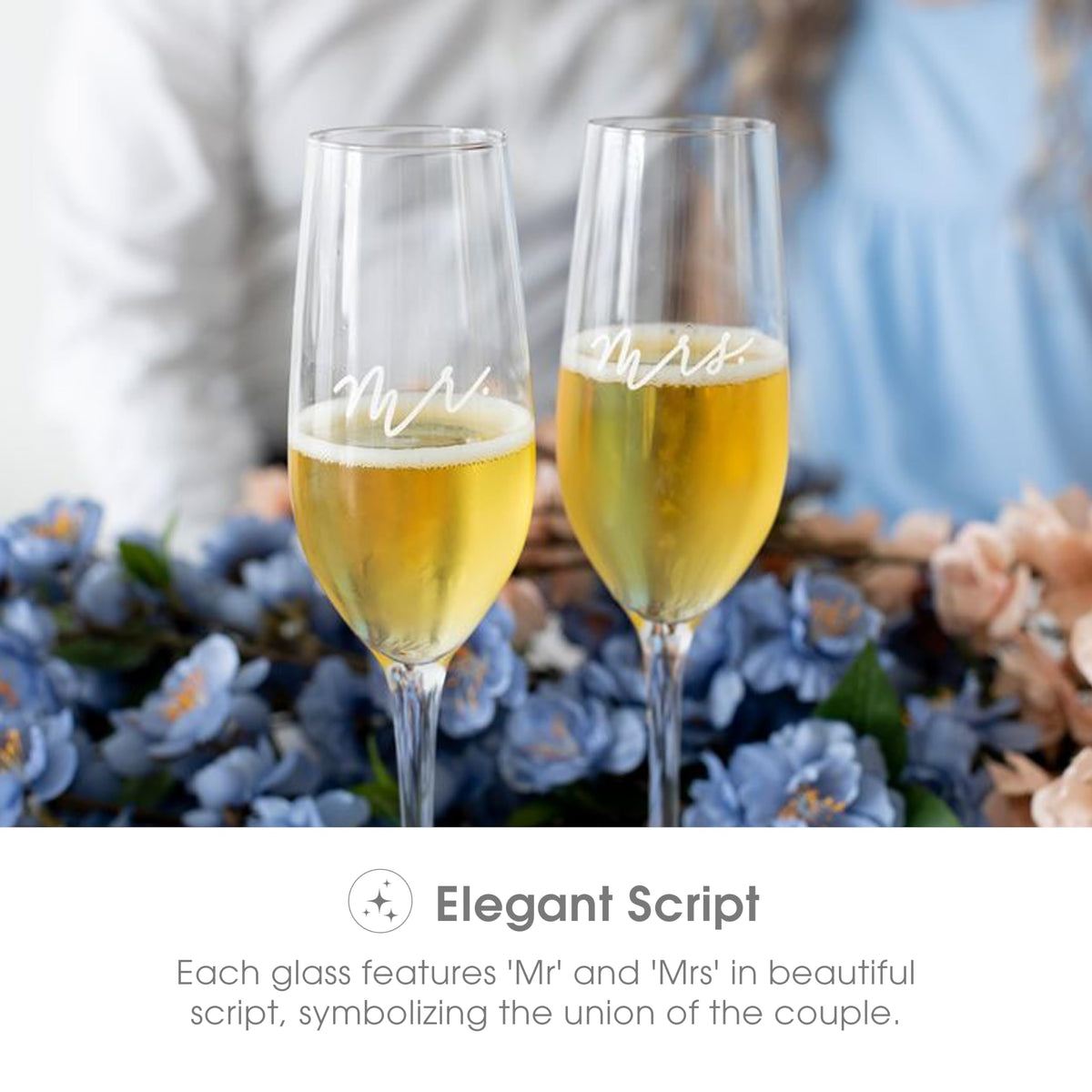 Closeup of Mrs. flute showing coordinated script and design.