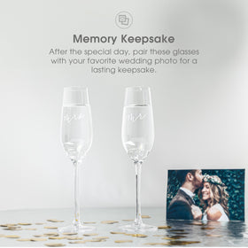 Toast on table setting with Pearhead flutes for memorable celebrations.