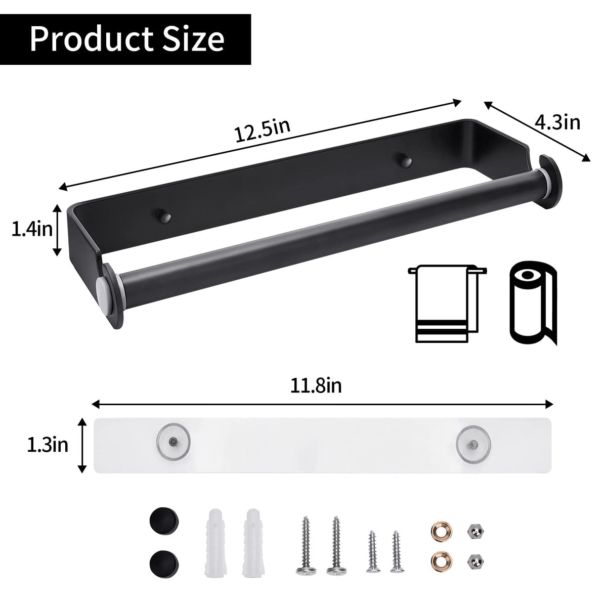PEDORUBY adhesive-mount paper towel holder showing quick drill-free installation