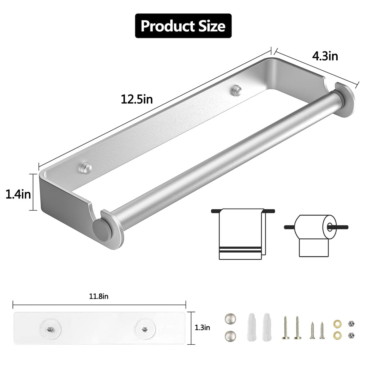 PEDORUBY adhesive mount paper towel holder quick installation