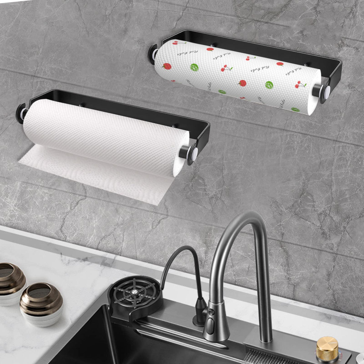 PEDORUBY drill-mount paper towel holder secured on surface for lasting grip