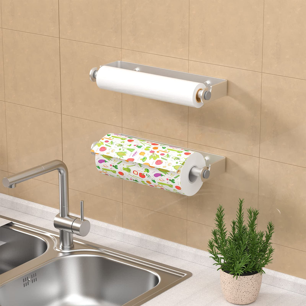 PEDORUBY drill mount paper towel holder secured to surface
