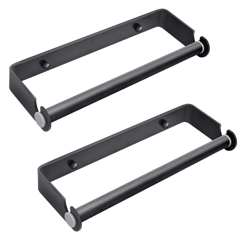 PEDORUBY under-cabinet paper towel holder in black two-pack for easy reach and tidy counters