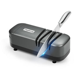 Pegelong S820 knife sharpener sharpening a kitchen blade for a clean edge.